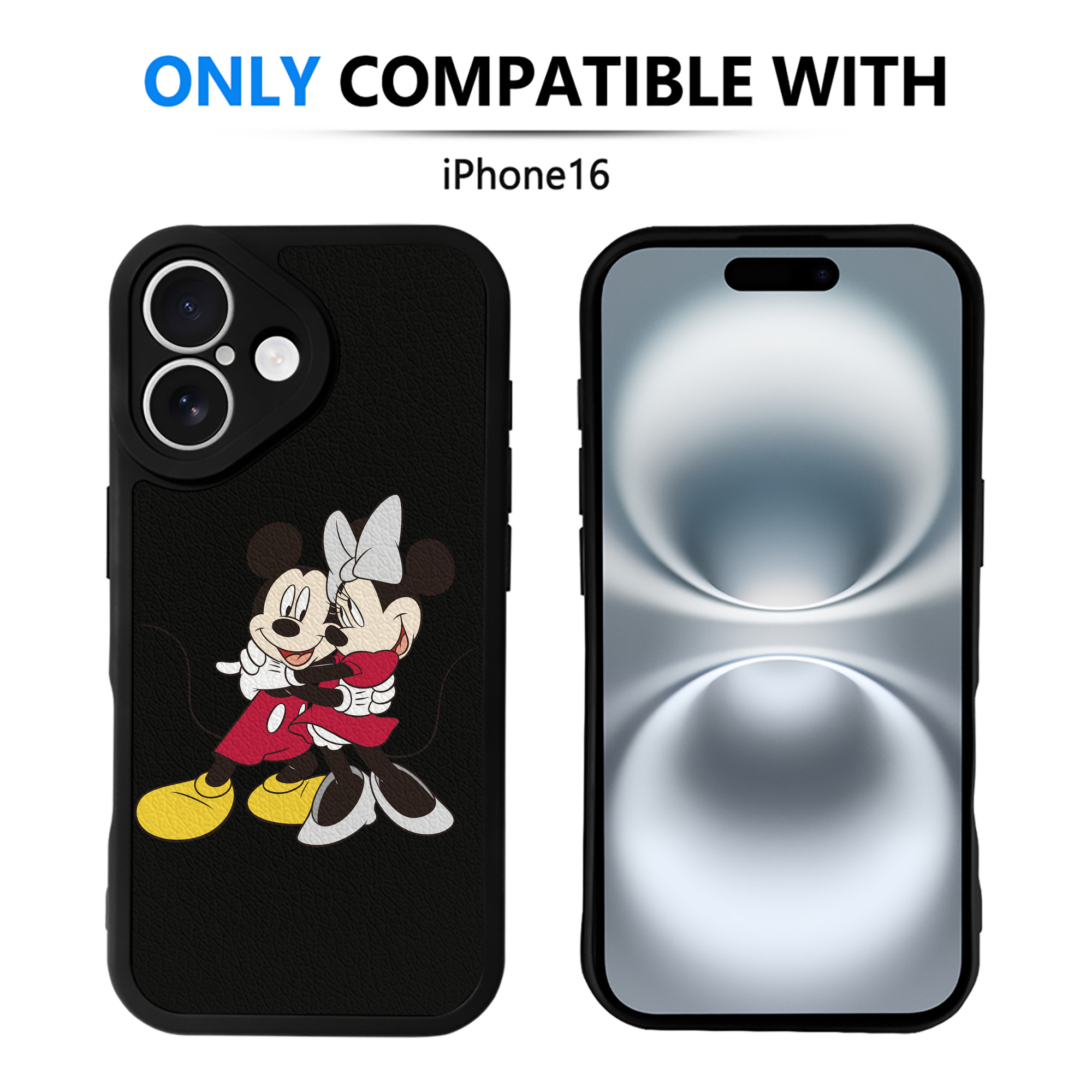 （画像用） ミッキーマウス Mickey Mouse 【iPhone 16シリーズ対応】シリコンスマホケース（レザー調） 材質：シリコン